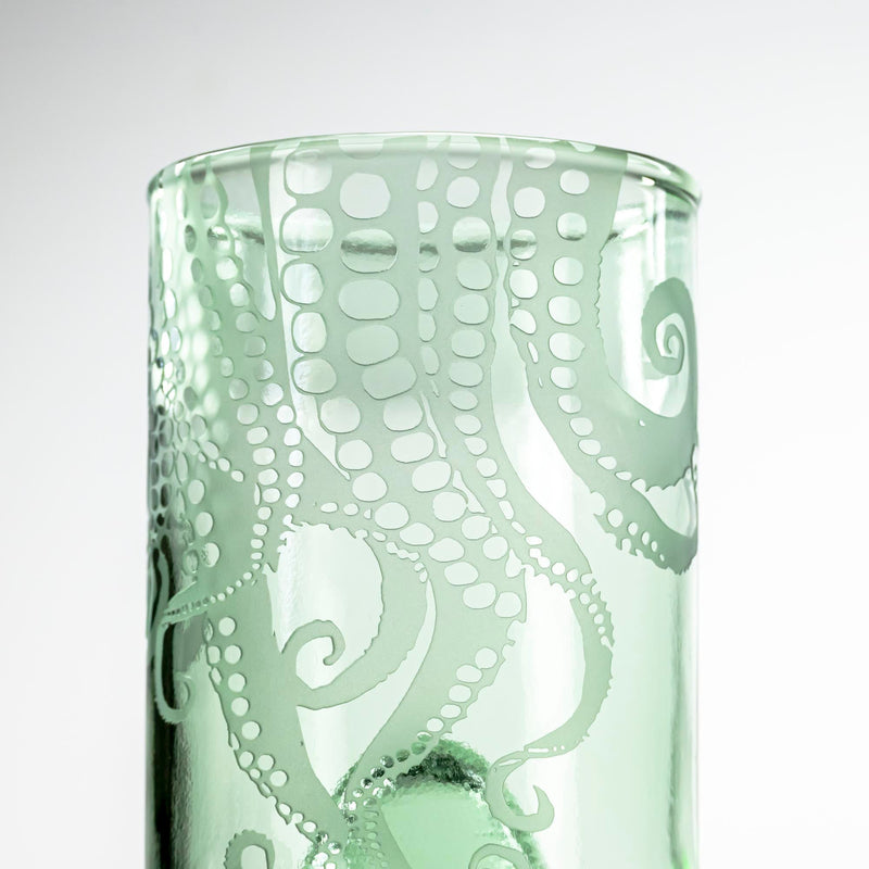 Rolf Glass Upcycled Oscar Octopus 12oz Repurposed Bottle Tumbler