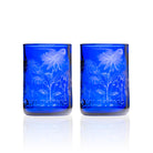 Rolf Glass Wildflowers 12oz Repurposed Blue Glass Tumbler