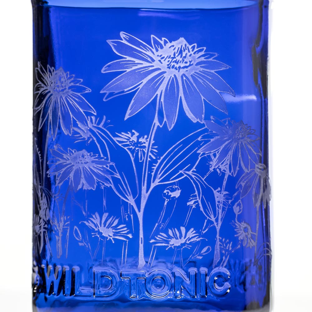 Rolf Glass Wildflowers 12oz Repurposed Blue Glass Tumbler