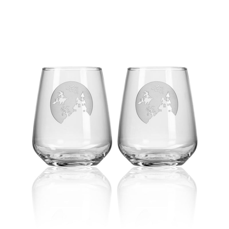Rolf Glass Jinx Witch 15.75oz Stemless Wine Glass, Set of 2
