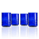 Rolf Glass Blue Fish 14oz Recycled Repurposed Water Glass Tumbler