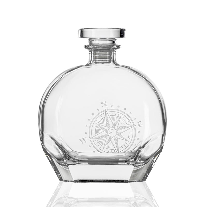Rolf Glass Compass Star 23oz Whiskey Decanter 10oz On The Rocks Set of 3