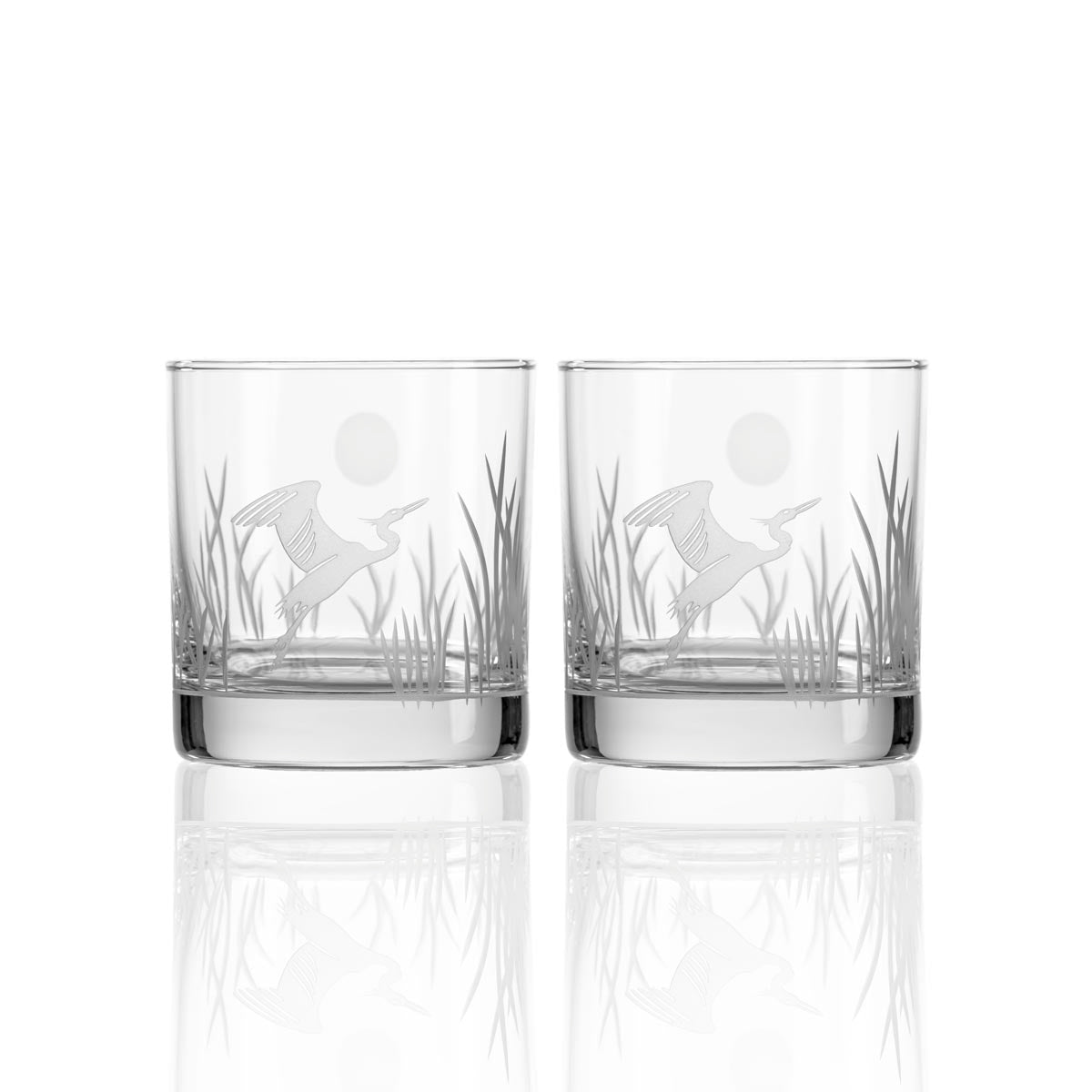 Rolf Glass Flying Heron 23oz Whiskey Decanter 3pc Set