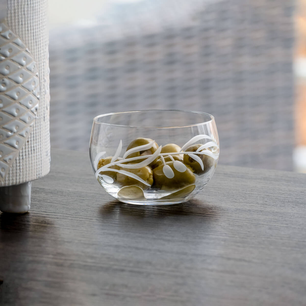 Rolf Glass Olive Mini Round Bowl