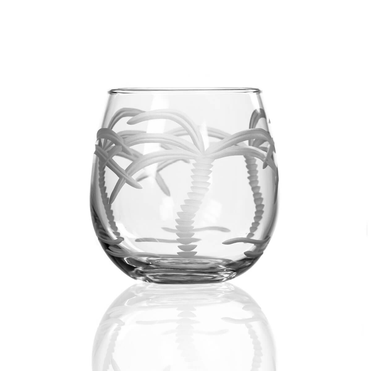 Rolf Glass Palm Tree 16.75oz Stemless Red Wine Glass