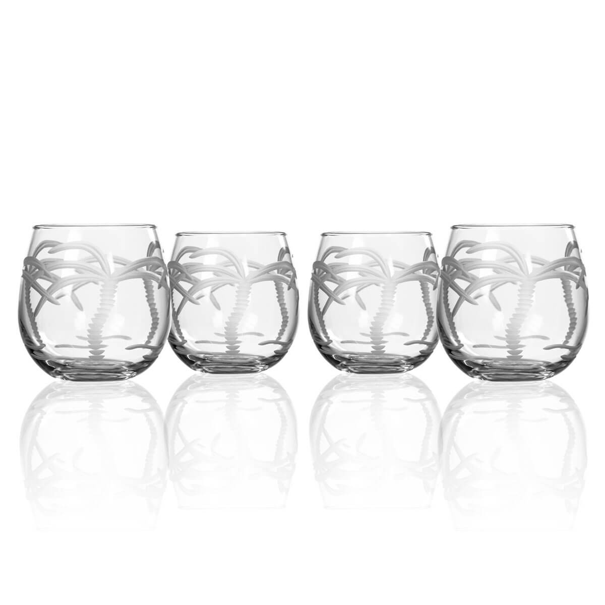 Rolf Glass Palm Tree 16.75oz Stemless Red Wine Glass