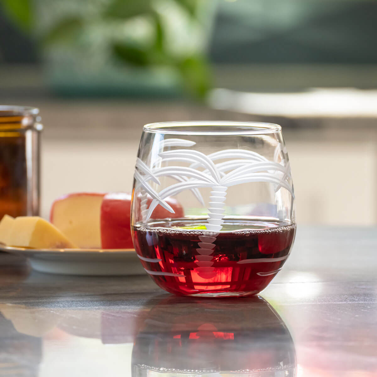 Rolf Glass Palm Tree 16.75oz Stemless Red Wine Glass