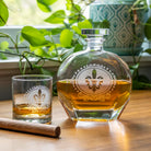 Rolf Glass Royal Fleur De Lis 23oz Whiskey Decanter 3pc Set