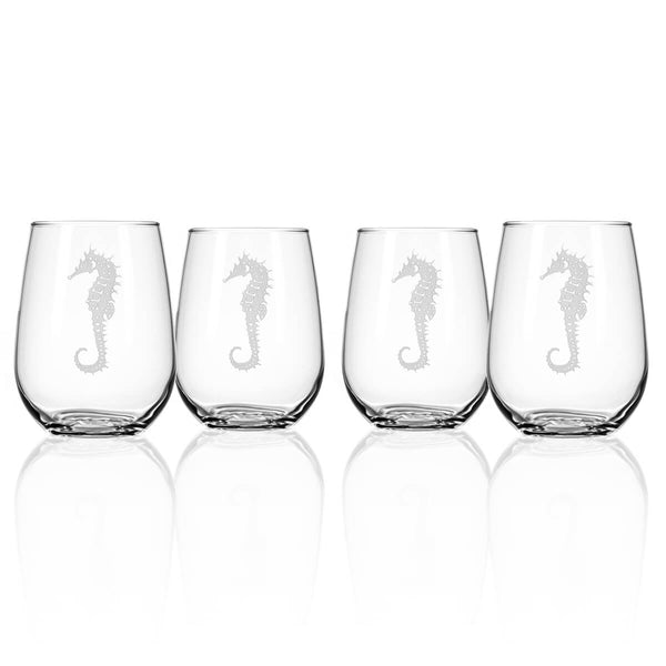 Rolf Glass Seahorse 17oz Stemless Wine Glass