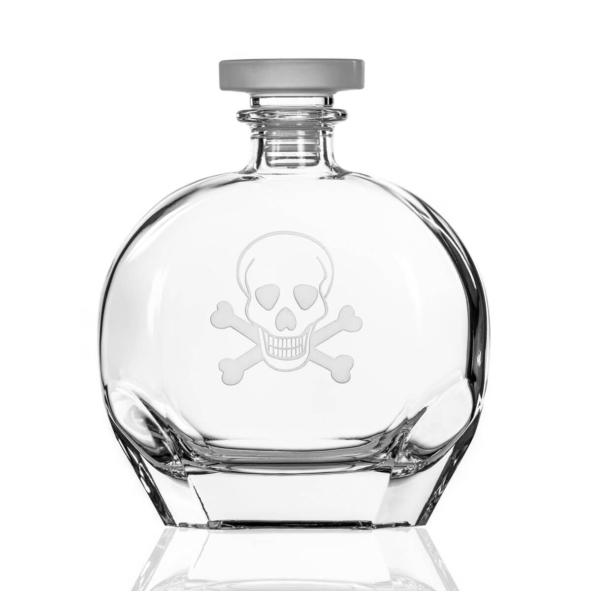 Rolf Glass Skull and Crossbones 23oz Whiskey Decanter set of 3