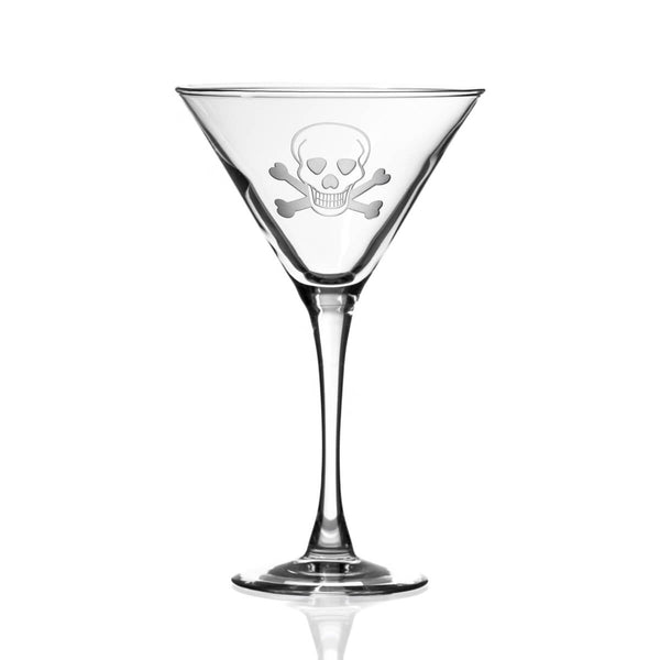 Rolf Glass Skull and Crossbones 10oz Martini Cocktail Glass