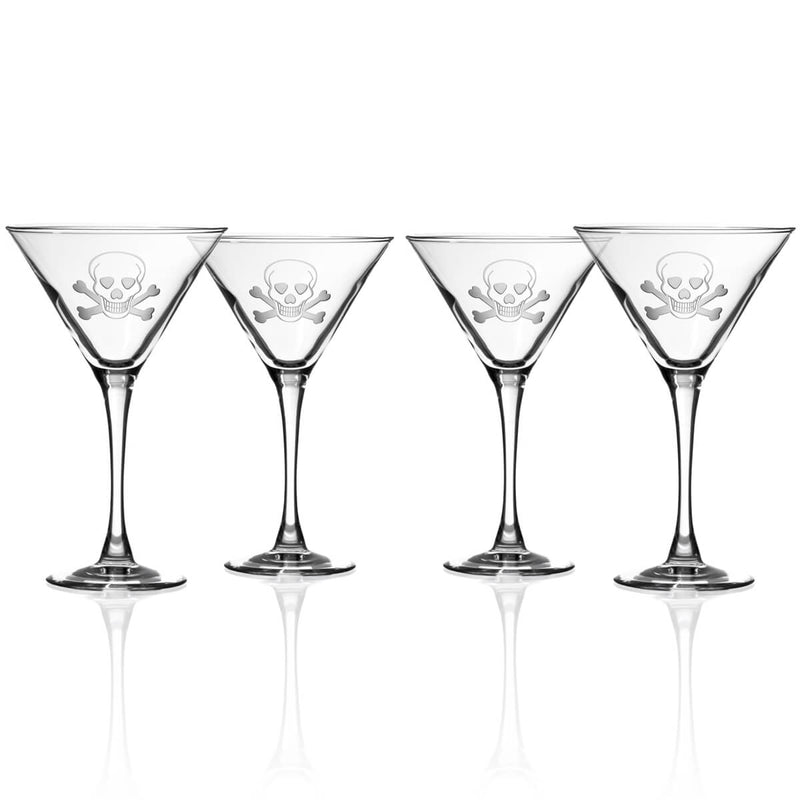 Rolf Glass Skull and Crossbones 10oz Martini Cocktail Glass