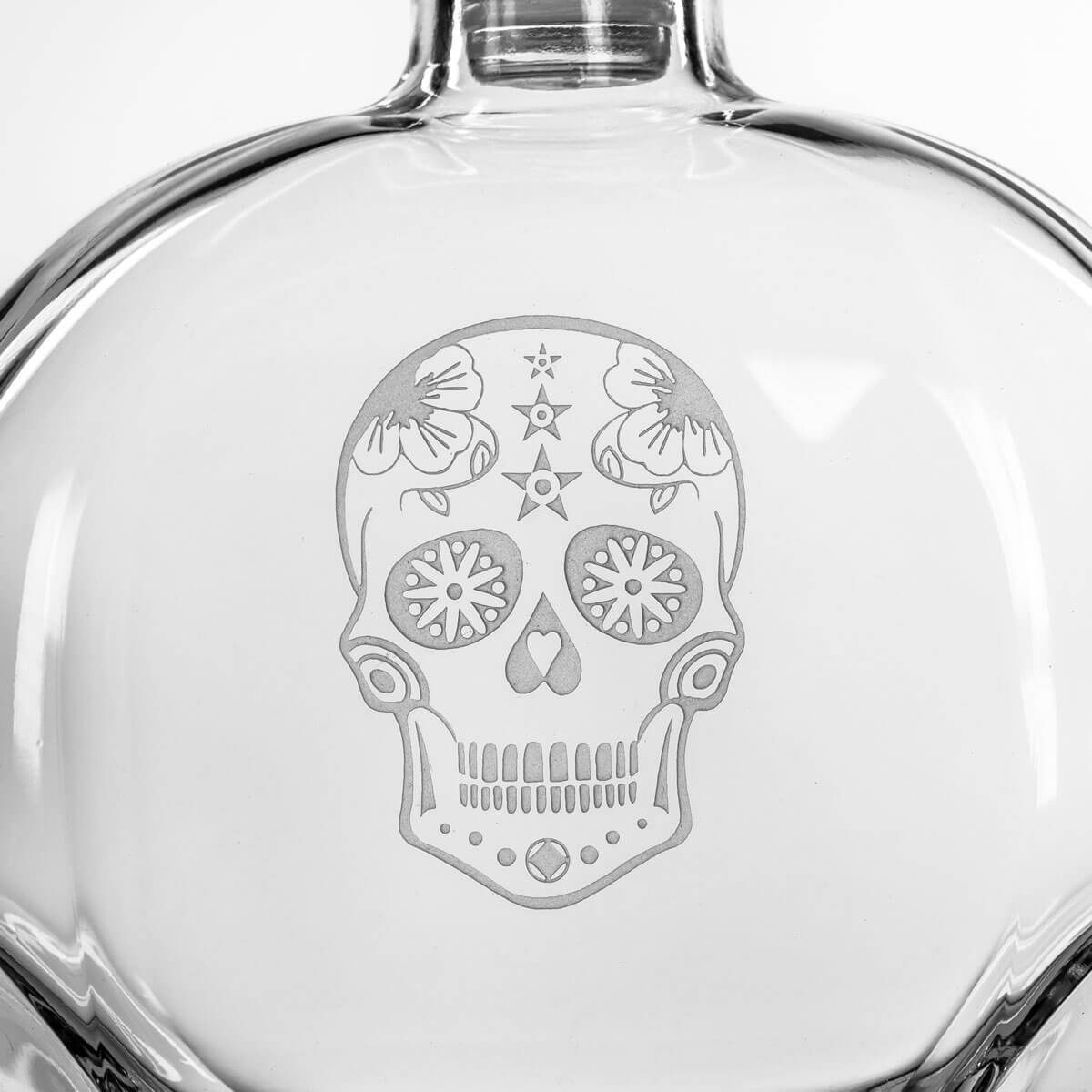 Rolf Glass Sugar Skull 23oz Whiskey Decanter Set of 3