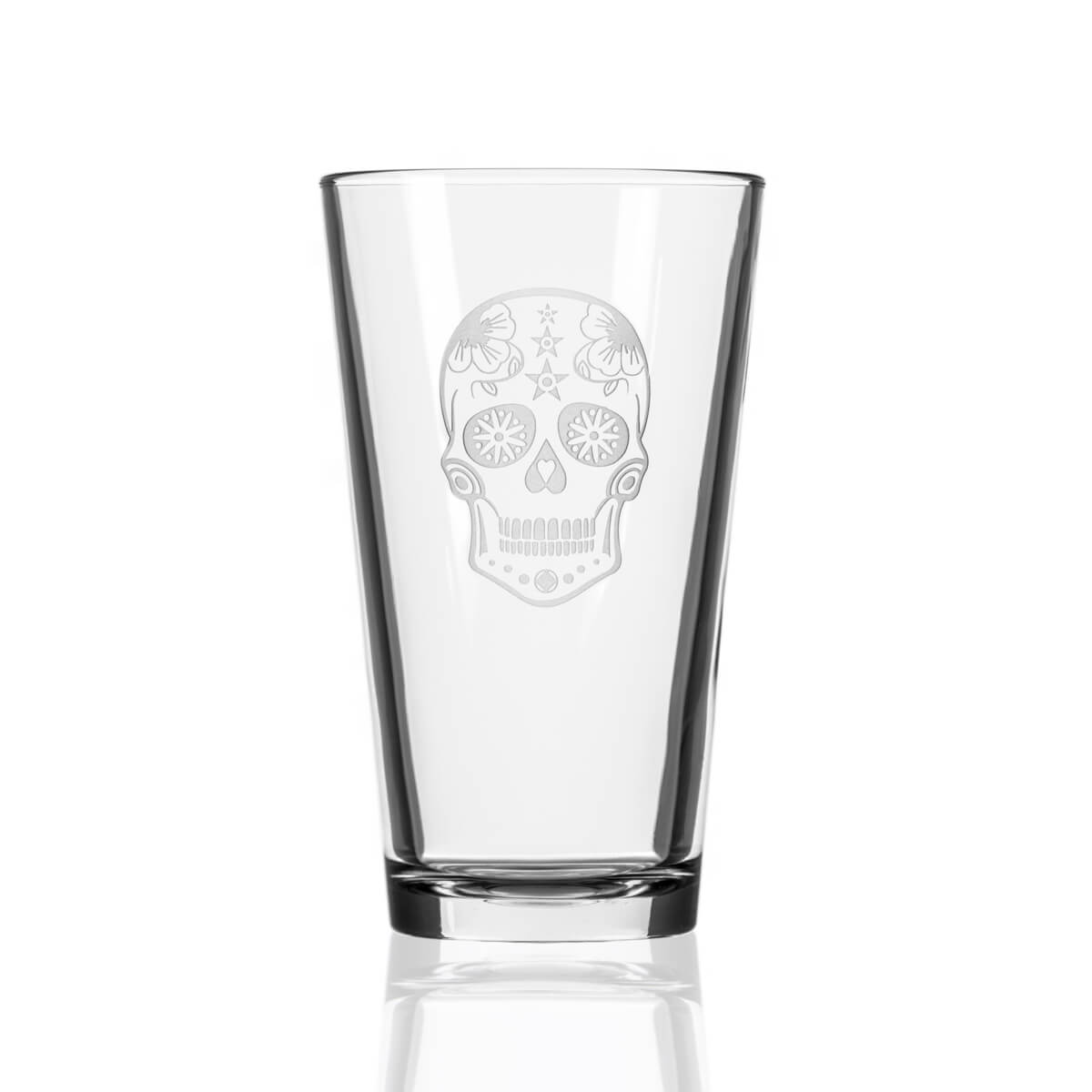 Sugar Skull 16oz Beer Pint Glass | Set of 4 - Thumbnail 3