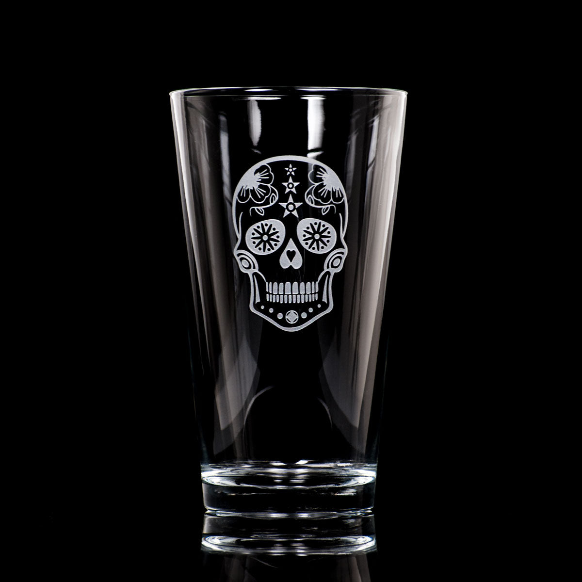 Sugar Skull 16oz Beer Pint Glass | Set of 4 - Thumbnail 2