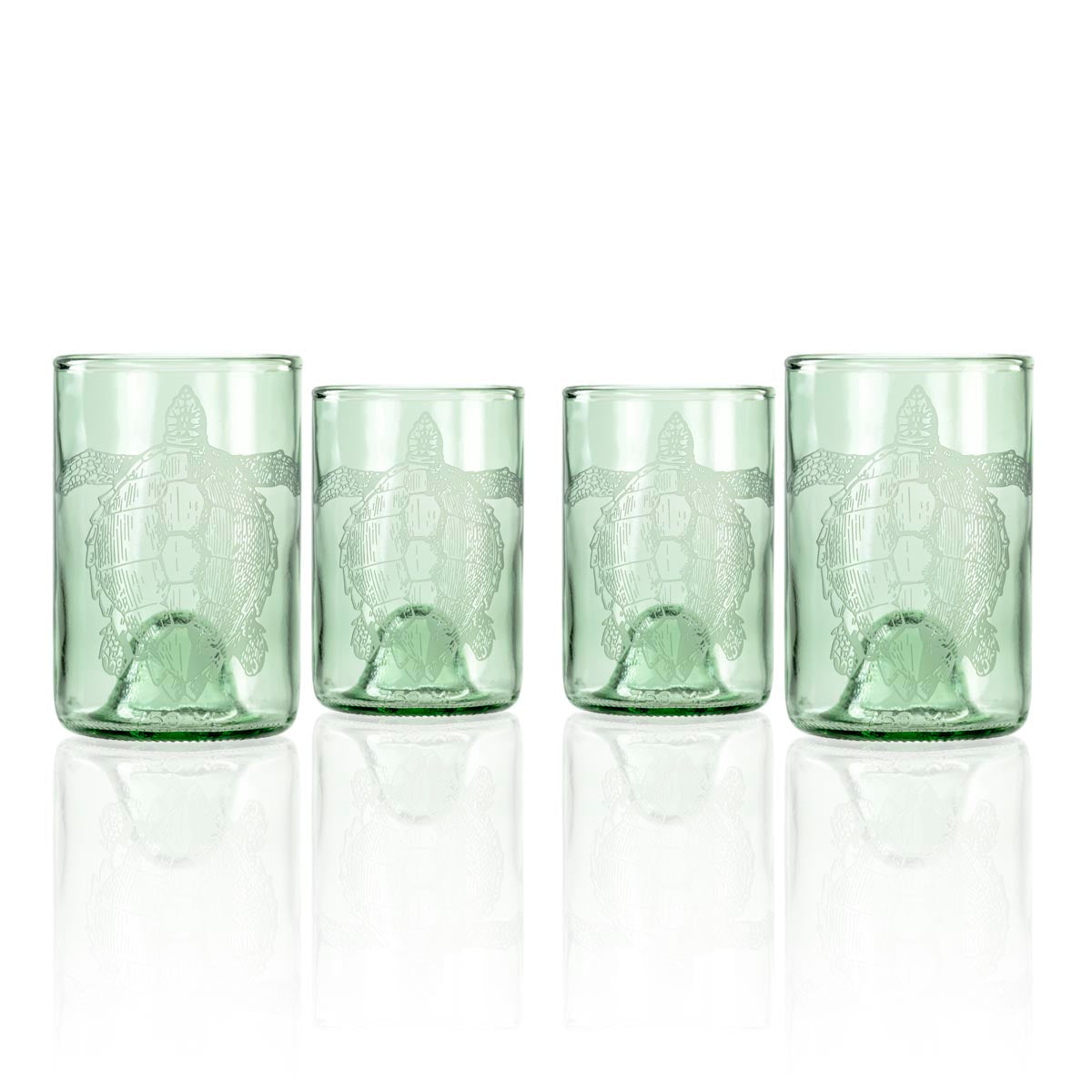 Upcycled Tina Turtle 12oz Green Repurposed Tumbler | Set of 4
