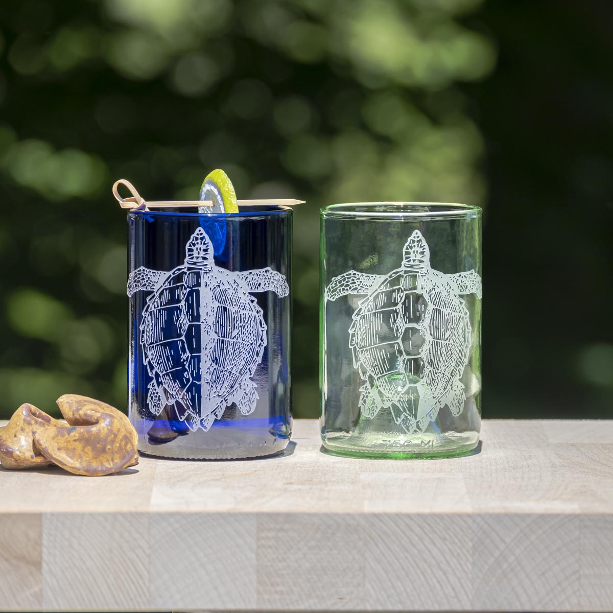 Rolf Glass Upcycled Tina Turtle 12oz Repurposed Bottle Tumbler